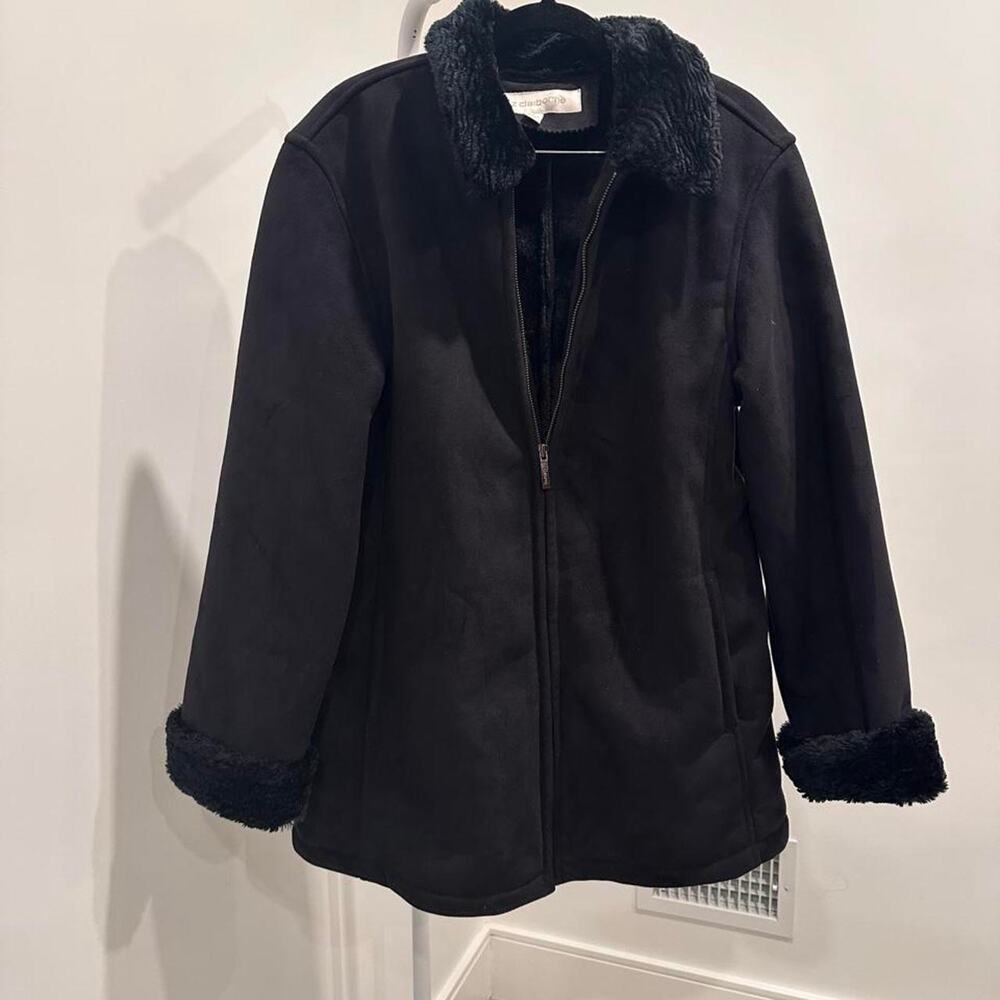 Liz claiborne black faux shearling